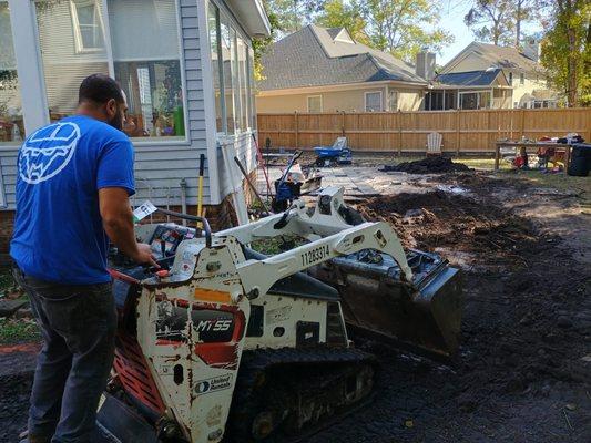 Prepping for a flagstone walkway