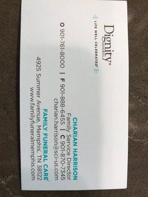 Charian's business card