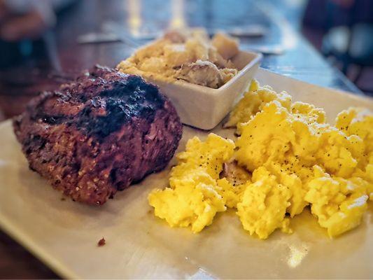 Sirloin Steak and Eggs with awesome potato salad.