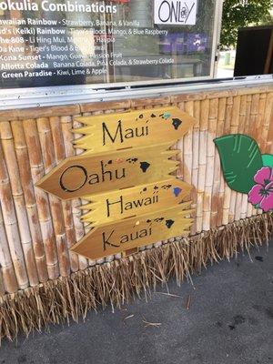 Front of shave ice stand