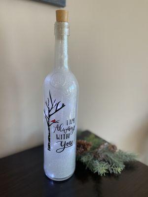 Beautiful bottle decor looks great on or off.