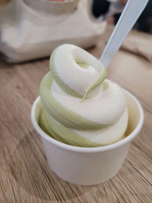 Matcha and milk soft serve