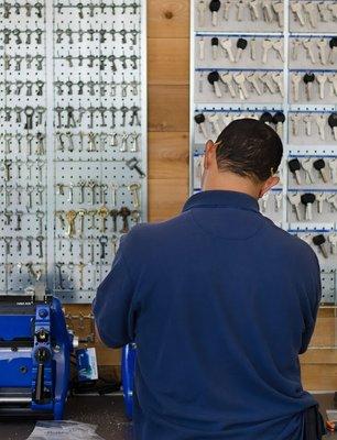 Cutting keys for a walk-in customer.