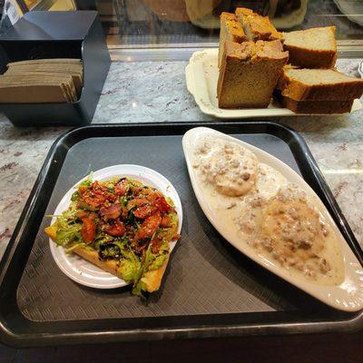 Avocado toast and biscuits and gravy  .