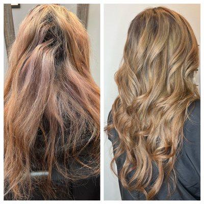 Transformation color melt at Color Block Salon.