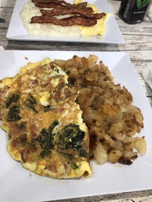 Bacon and spinach omelette