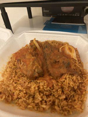 Jollof rice with chicken stew