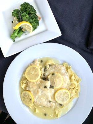 chicken piccata side of broccolini