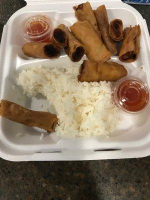 Shanghai lumpia and rice