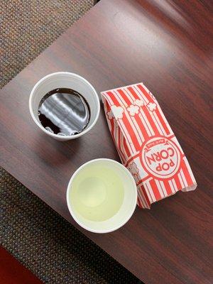 Complimentary Tea, lemonade and popcorn (and coffee!)