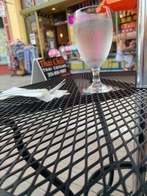 Sitting outside enjoying the weather and the farmer's market live music.