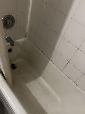 Black mold , grime and dirt on supposed " clean" bathroom