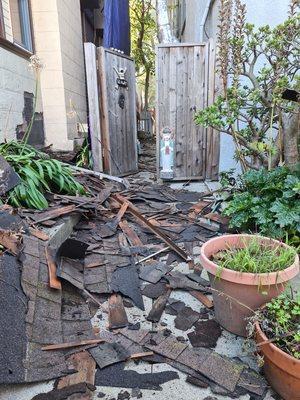 My front porch. I live nextdoor to the construction site