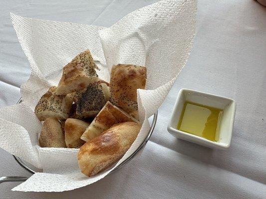 Bread and olive oil before the meal