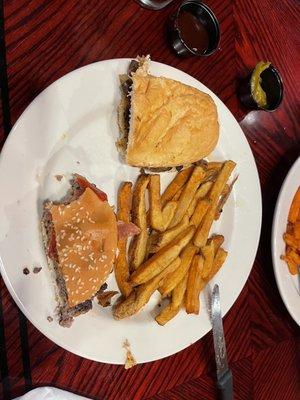 1/2 Burger with hand cut fries