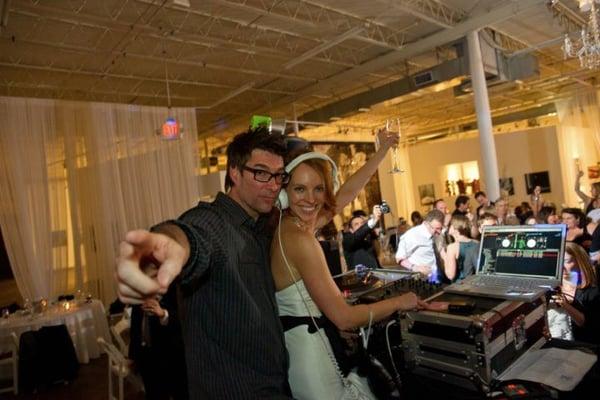 Our Brides even get in the mix! 
We are party DJs that rock dance floors - not out of touch wedding DJs.