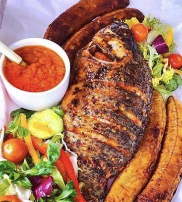 Steamed Whole Red Snapper fish