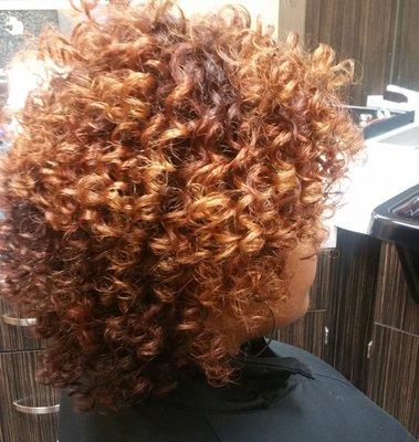 Flexi-Rod Set on Copper Brown colored hair