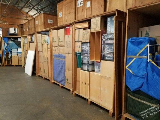 Professionally loaded storage vaults ready for final inspection, sealing and placement within our warehouse at 600 Orange St, Chico Ca.