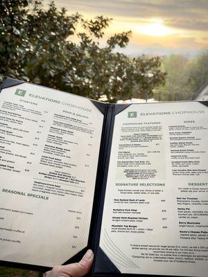 Menu and the sunset