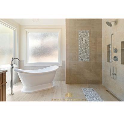 Bathroom remodel, stand alone spa bathtub & shower