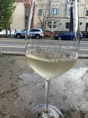 Delicious glass of Sauvignon Blanc while enjoying the view from the open windows!