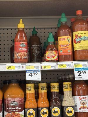 Sriracha sauce display