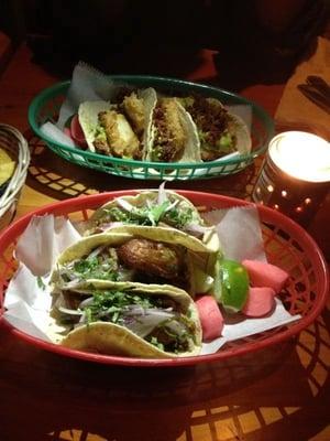 carnitas and fish tacos