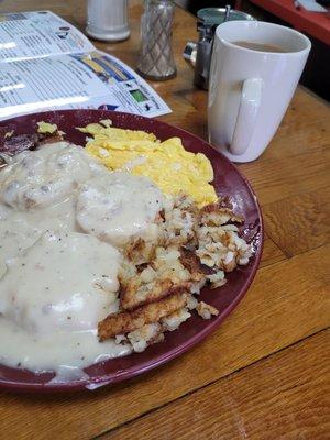 2 eggs Biscuits gravy and bacon $6.00!