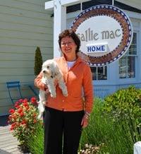 Owner Sallie with Desi, the official "greeter"