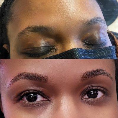 Eyebrows henna tint and threading
 Before and after