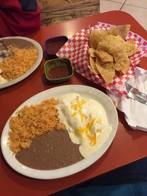 Chicken enchiladas with sour cream sauce