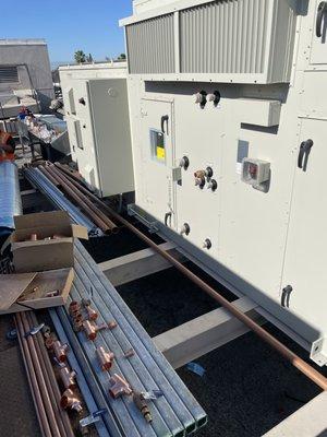 Pomona Valley Hospital Air Handler project. Installing DDC controls for a brand new multi-zone air handler unit. #OSHPD #LowVoltage #DDC