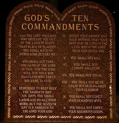 God's Ten Commandments in stone ~ at the St. Elizabeth Ann Seton Church.