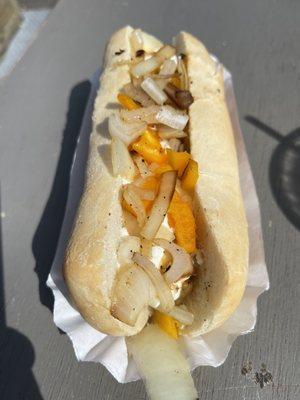 Their Seattle dog. Kielbasa, cream cheese and grilled onions...