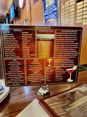 Drink menu