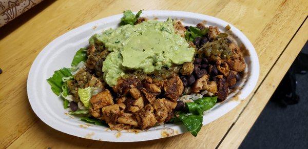 chicken bowl $7.45 guacamole $2.35