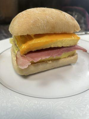 Ham Egg and Cheese in Ciabatta