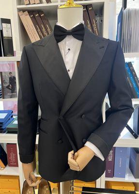 Black pick lapel bespoke tuxedo