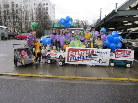 Favinger Plumbing employees & friends join in for the St Patrick's Day parade in downtown Bellingham!