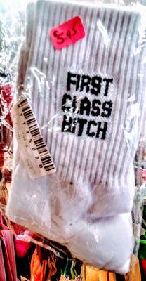 hilarious "1st class bitch" socks to gift someone $5.95