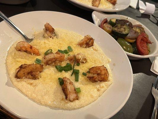 Shrimp & grits. $20. I substituted grilled veggies for the salad. They are yummy!