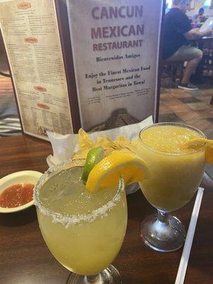 frozen mango margarita and on the rocks