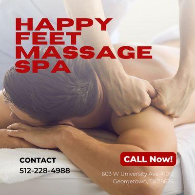 Happy Feet Massage Spa
 603 W University Ave #106, Georgetown, TX 78626
 Call us at 512-228-4988