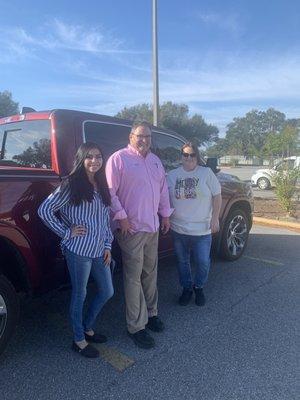 Tim Williams with his Office Manager and Assistant Designer. On the way to deliver the great news to our home remodel Christmas Giveaway.