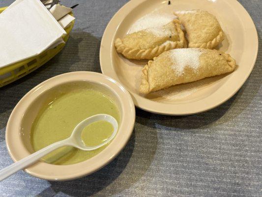 Ecuadorian Empanadas + Aji = hot sauce