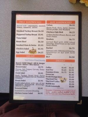 Menu back