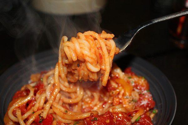 This is hands down the best spaghetti I have ever had - my mouth is watering just thinking about it.