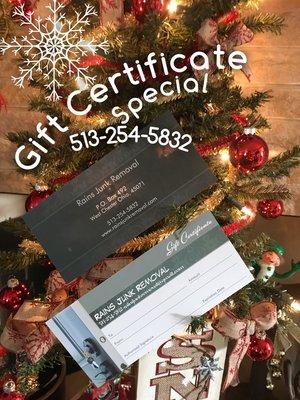 Gift Certificates available! Purchase $100 gift card for $80 and we will mail it directly to you or the person of your choosing.