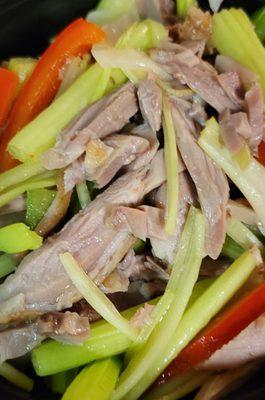 Shredded duck with pickles